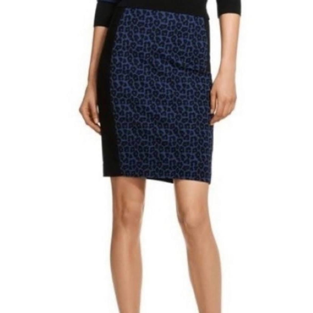 Roland Mouret For Banana Republic size 12 black skirt with Blue Leopard print
